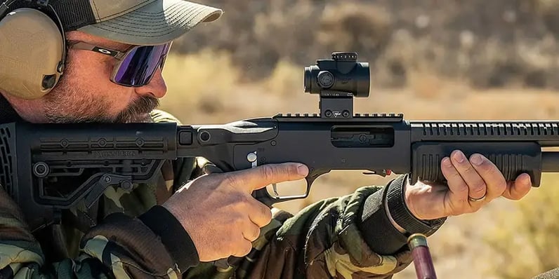 rotary safety shotgun on the range