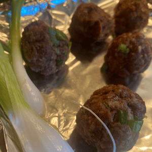 moss-meatballs bok choy